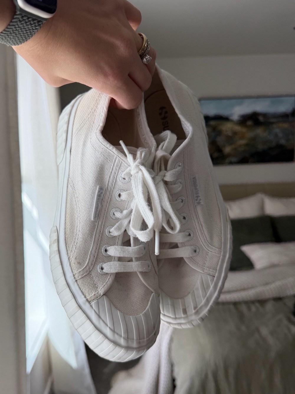 Superga Off-White Canvas Low-Top Lace-Up Sneakers